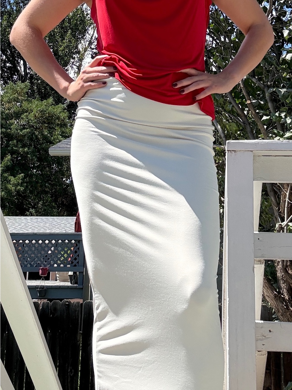 Women's Cream Maxi Skirt - Sleek Ponte Pencil Style